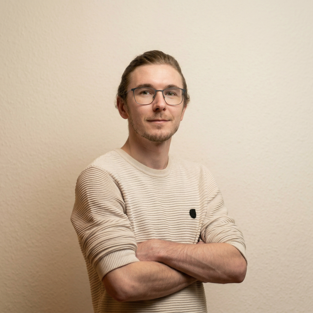 Illustrated portrait of Christian Cavasin (anluin), tech tinkerer and developer